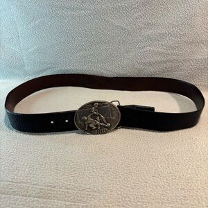 Bergamot Brass Works 1977 Soccer Players Belt Buckle Silver-tone Vtg made in USA